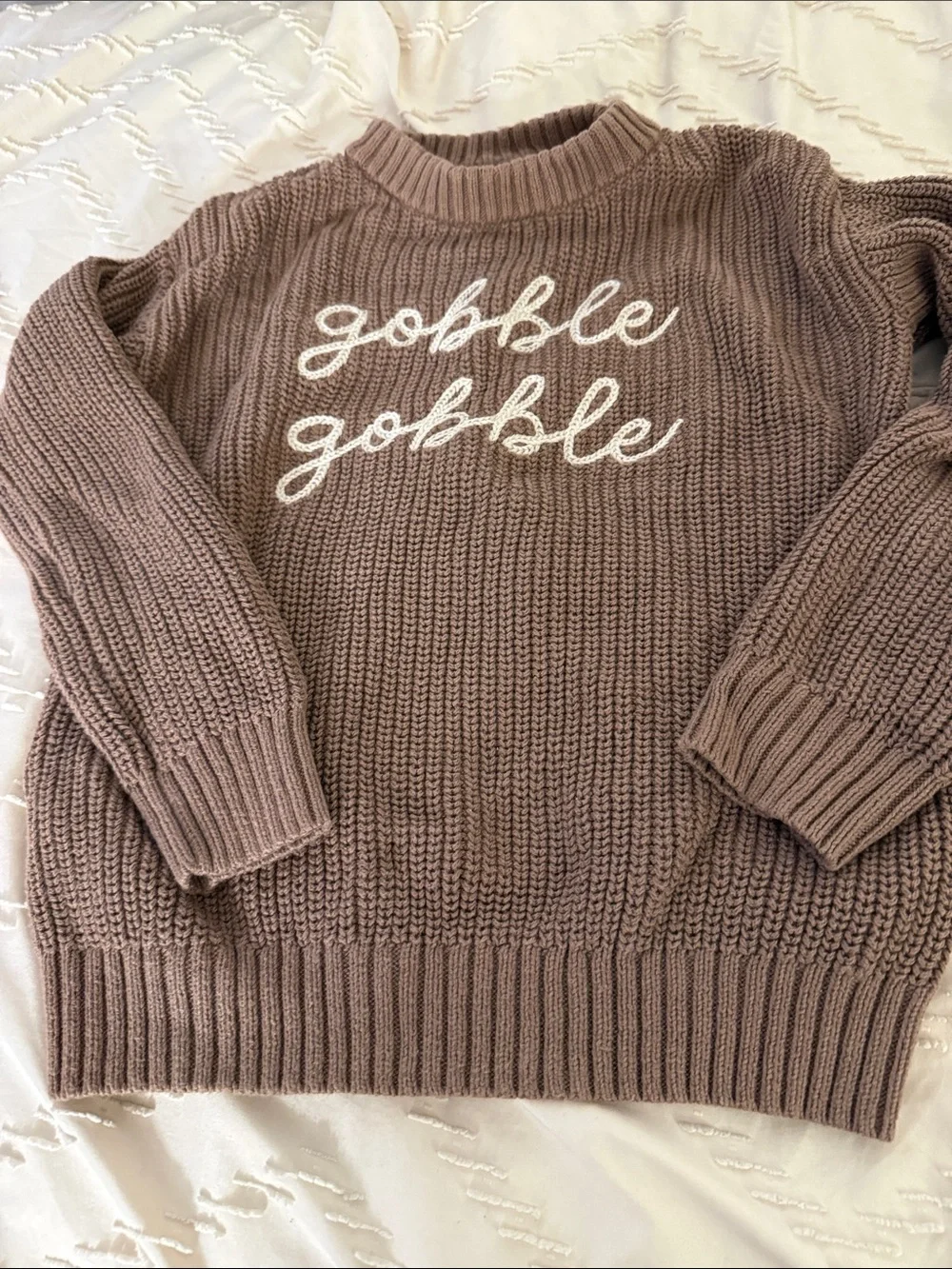 Kids Taupe 'Gobble Gobble' Knit Sweater
